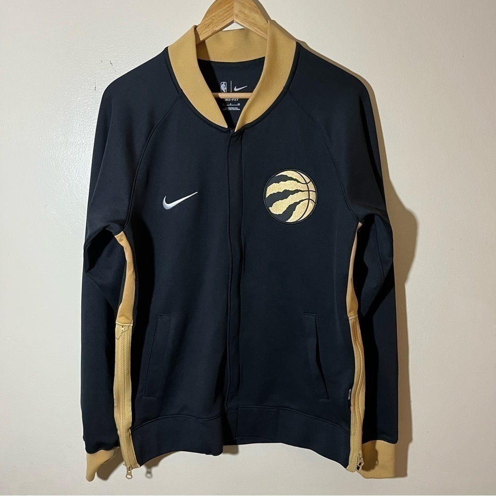 NIKE Toronto Raptors City Edition Dri-Fit Black and Gold Zip Up Jacket Mens SP
